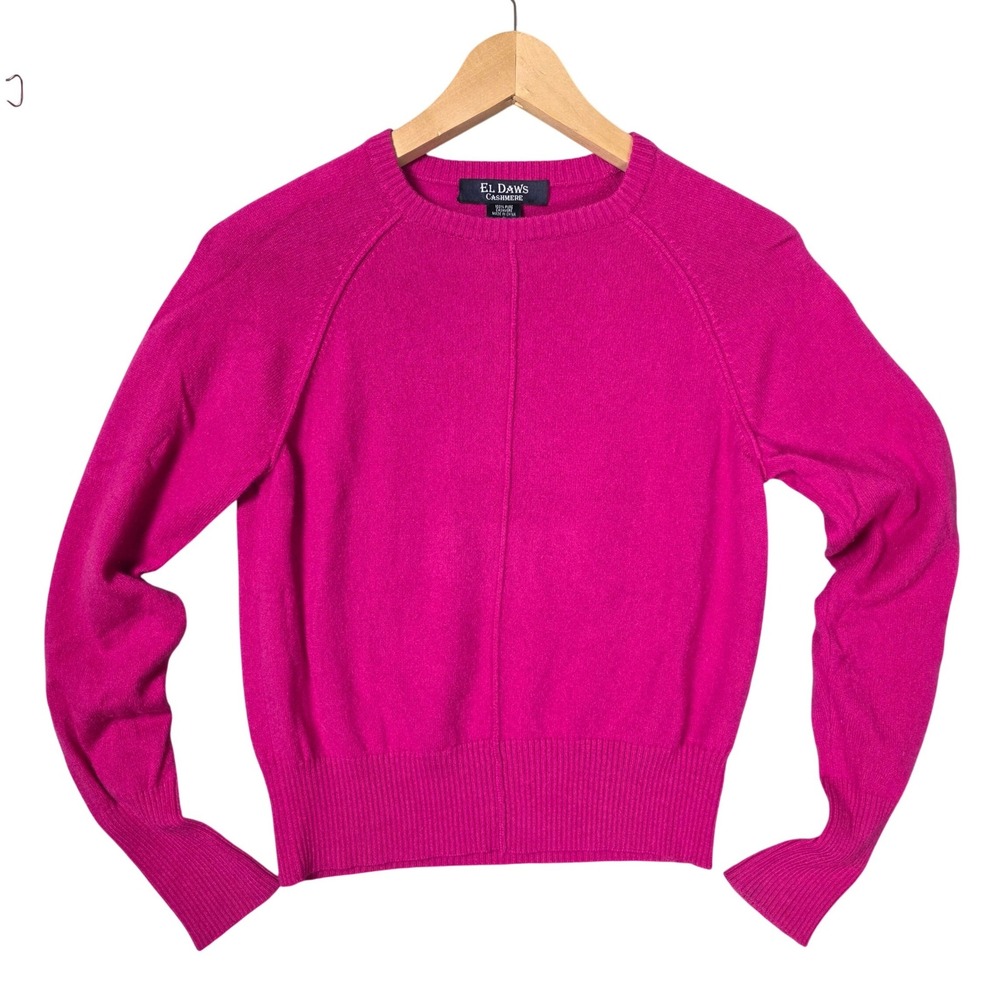 El Daws Cashmere Sweater Womens Small Pink Good Crew Neck Raglan